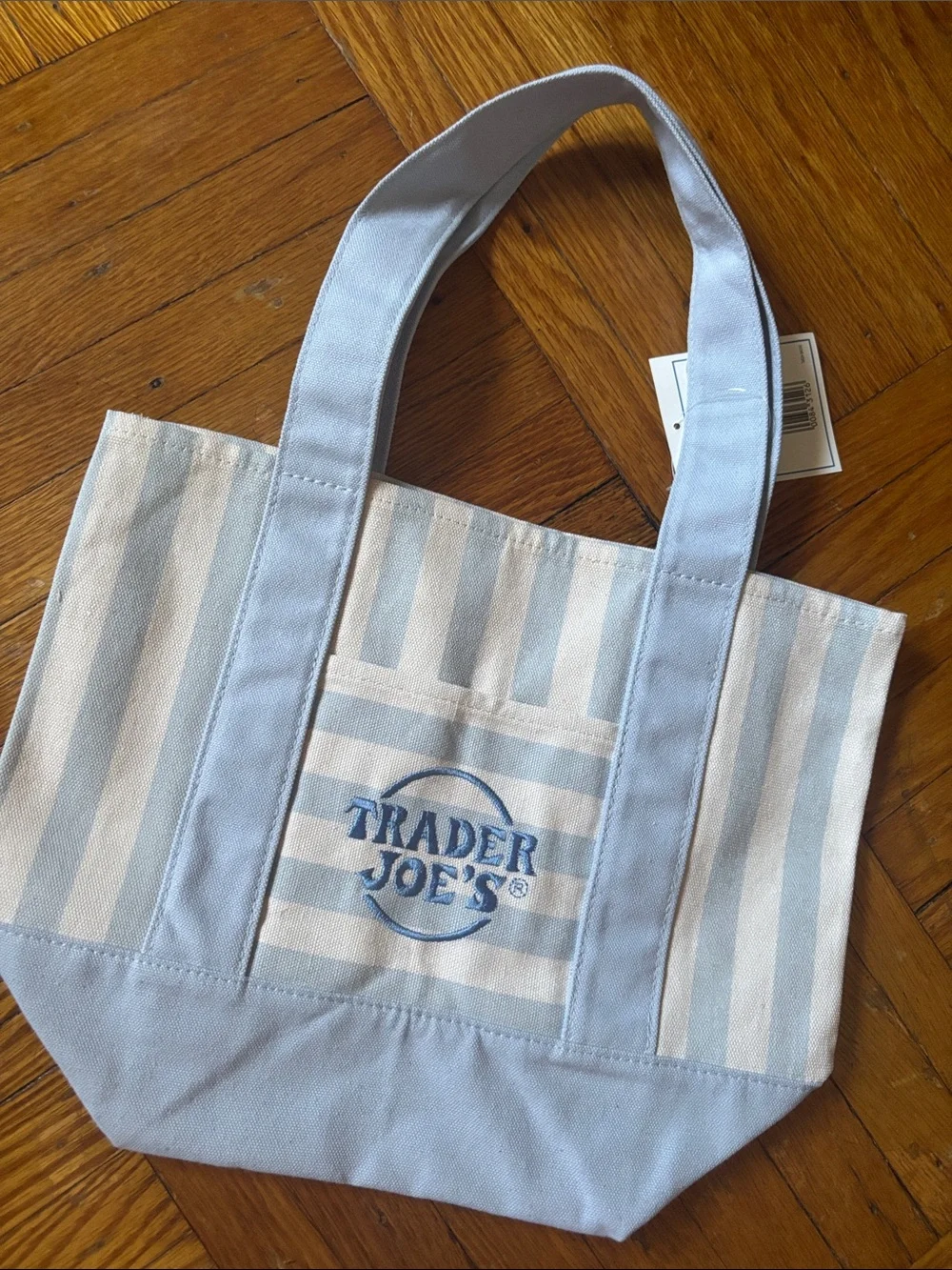 Trader Joe’s Light Blue & Cream Striped Mini Canvas Tote
